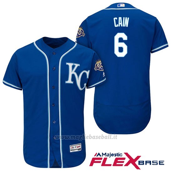 Maglia Baseball Uomo Kansas City Royals Lorenzo Cain 50th Season Flex Base